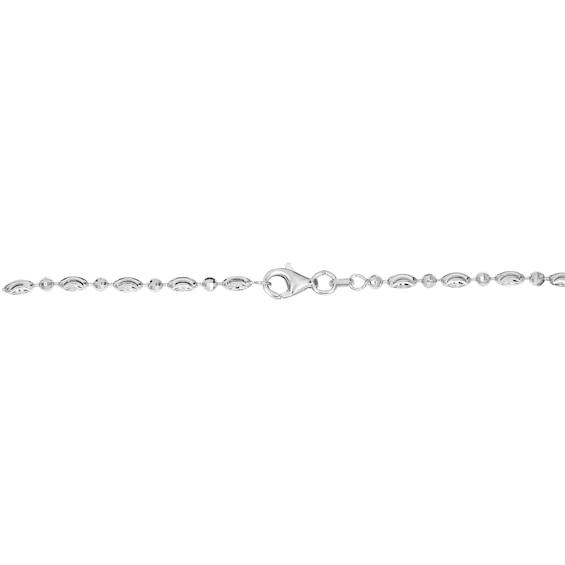 2.5mm Diamond-Cut Oval and Round Brilliance Bead Chain Necklace in Solid Sterling Silver - 18"