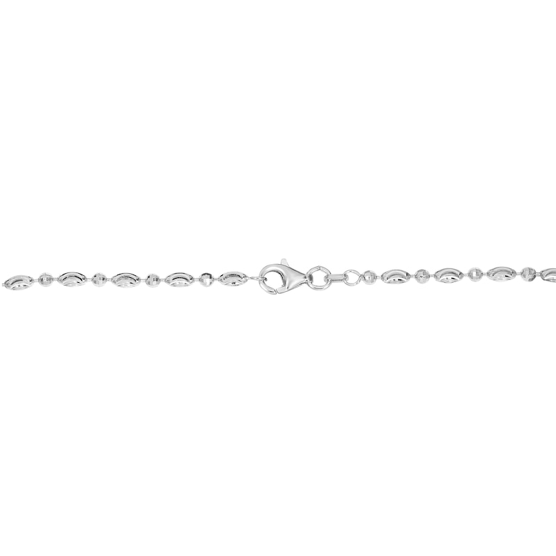 2.5mm Diamond-Cut Oval and Round Brilliance Bead Chain Necklace in Solid Sterling Silver - 18"|Peoples Jewellers