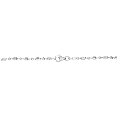 2.5mm Diamond-Cut Oval and Round Brilliance Bead Chain Bracelet in Solid Sterling Silver