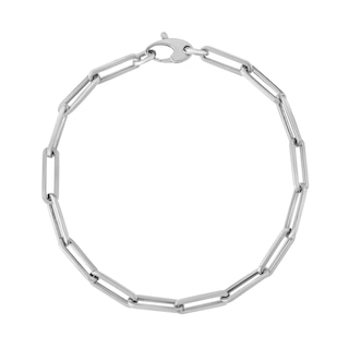 2.0mm Paper Clip Chain Bracelet in Hollow 14K White Gold - 7.5"