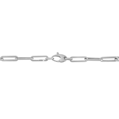 2.0mm Paper Clip Chain Bracelet in Hollow 14K White Gold - 7.5"