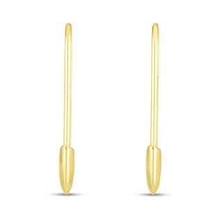 Safety Pin Drop Earrings in 14K Gold