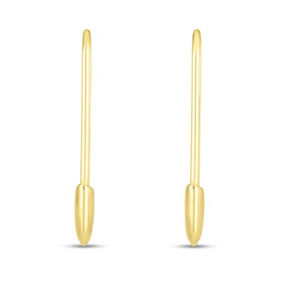 Safety Pin Drop Earrings in 14K Gold