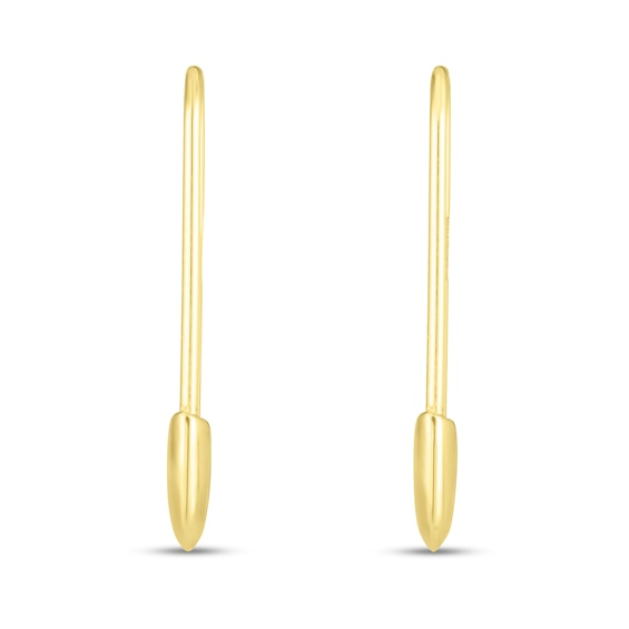 Safety Pin Drop Earrings in 14K Gold