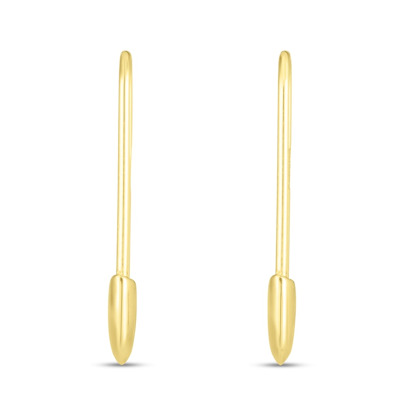 Safety Pin Drop Earrings in 14K Gold