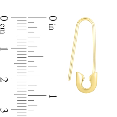 Safety Pin Drop Earrings in 14K Gold