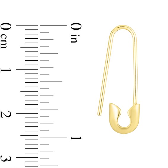 Safety Pin Drop Earrings in 14K Gold