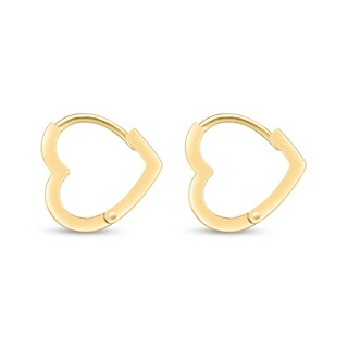 Heart-Shaped Huggie Hoop Earrings in 14K Gold