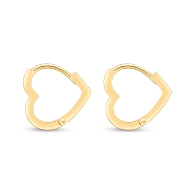 Heart-Shaped Huggie Hoop Earrings in 14K Gold