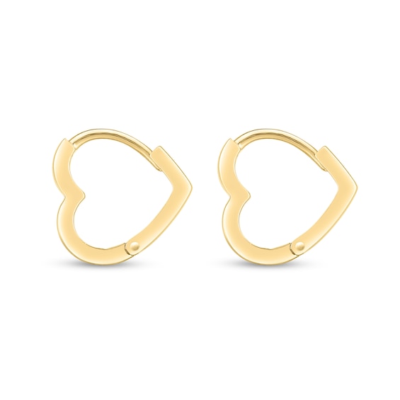 Heart-Shaped Huggie Hoop Earrings in 14K Gold