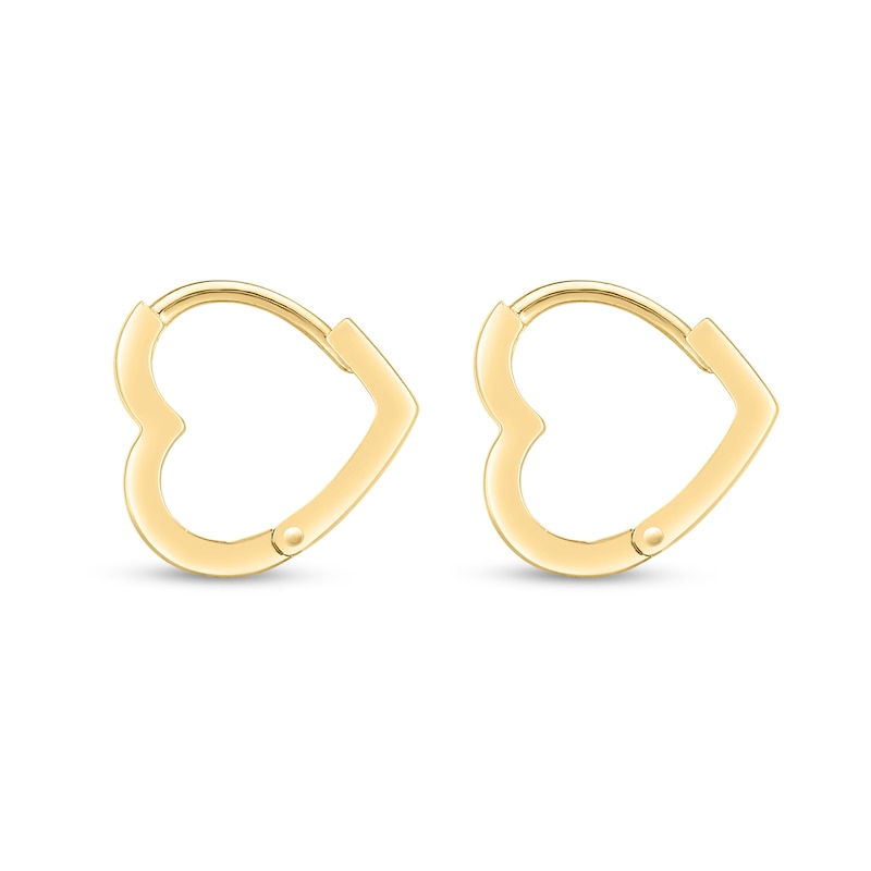 Heart-Shaped Huggie Hoop Earrings in 14K Gold|Peoples Jewellers