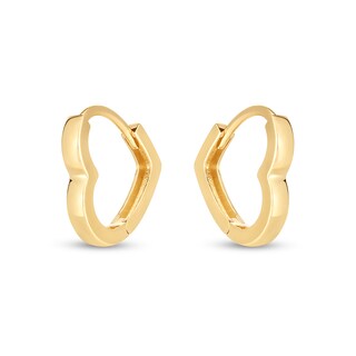 Heart-Shaped Huggie Hoop Earrings in 14K Gold