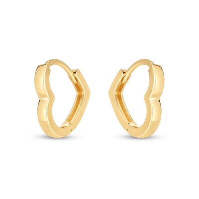 Heart-Shaped Huggie Hoop Earrings in 14K Gold