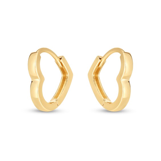 Heart-Shaped Huggie Hoop Earrings in 14K Gold