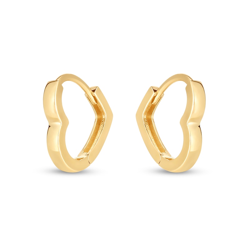 Heart-Shaped Huggie Hoop Earrings in 14K Gold|Peoples Jewellers