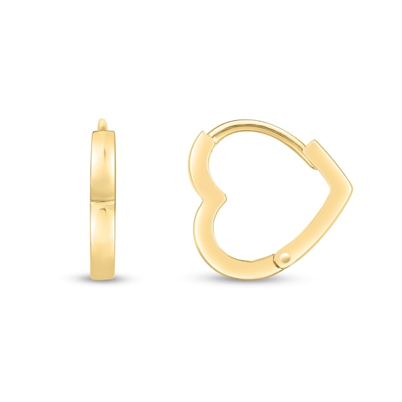 Heart-Shaped Huggie Hoop Earrings in 14K Gold