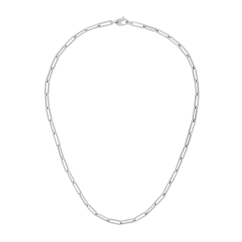 4.2mm Paper Clip Chain Necklace in Hollow 14K White Gold - 18"