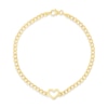 Thumbnail Image 0 of 3.4mm Curb Chain with Heart Bracelet in Hollow 14K Gold