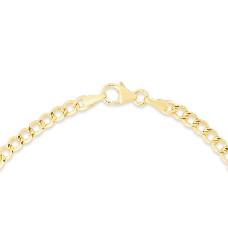 3.4mm Curb Chain with Heart Bracelet in Hollow 14K Gold|Peoples Jewellers