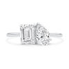 1.75 CT. T.W. Emerald-Cut and Pear-Shaped Certified Lab-Created Diamond Toi et Moi Engagement Ring in 14K White Gold