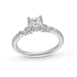 Princess-Cut Canadian Certified Centre Diamond 1.10 CT. T.W. Frame Engagement Ring in 18K White Gold (I/SI2)