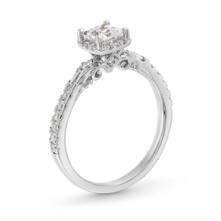 Princess-Cut Canadian Certified Centre Diamond 1.10 CT. T.W. Frame Engagement Ring in 18K White Gold (I/SI2)