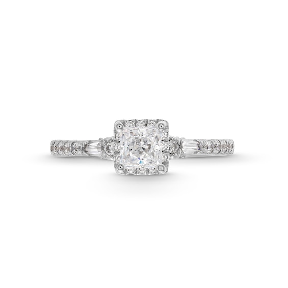 Princess-Cut Canadian Certified Centre Diamond 1.10 CT. T.W. Frame Engagement Ring in 18K White Gold (I/SI2)