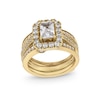 Thumbnail Image 0 of 2.00 CT. T.W. Emerald-Cut Certified Lab-Created Diamond Frame Vintage-Style Bridal Set in 14K Gold (F/VS2)