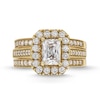 Thumbnail Image 3 of 2.00 CT. T.W. Emerald-Cut Certified Lab-Created Diamond Frame Vintage-Style Bridal Set in 14K Gold (F/VS2)