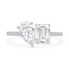 2.15 CT. T.W. Emerald-Cut and Pear-Shaped Certified Lab-Created Diamond Toi et Moi Engagement Ring in 14K White Gold