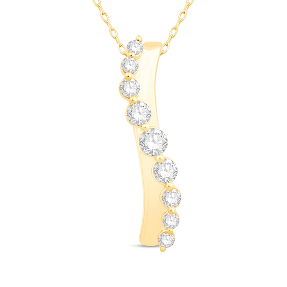 0.45 CT. T.W. Journey Diamond Overlay Curved Pendant in 10K Gold