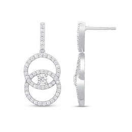 0.95 CT. T.W. Diamond Intertwined Circle Drop Earrings in 10K White Gold