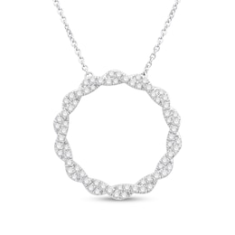 0.45 CT. T.W. Diamond Twist Circle Necklace in 10K White Gold - 19&quot;