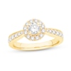 Thumbnail Image 0 of 0.95 CT. T.W. Diamond Frame Pinched Shank Engagement Ring in 14K Gold