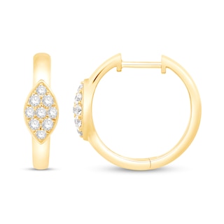 0.30 CT. T.W. Marquise Multi-Diamond Hoop Earrings in 14K Gold