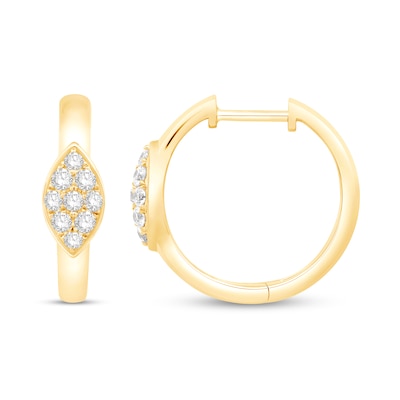 0.30 CT. T.W. Marquise Multi-Diamond Hoop Earrings in 14K Gold