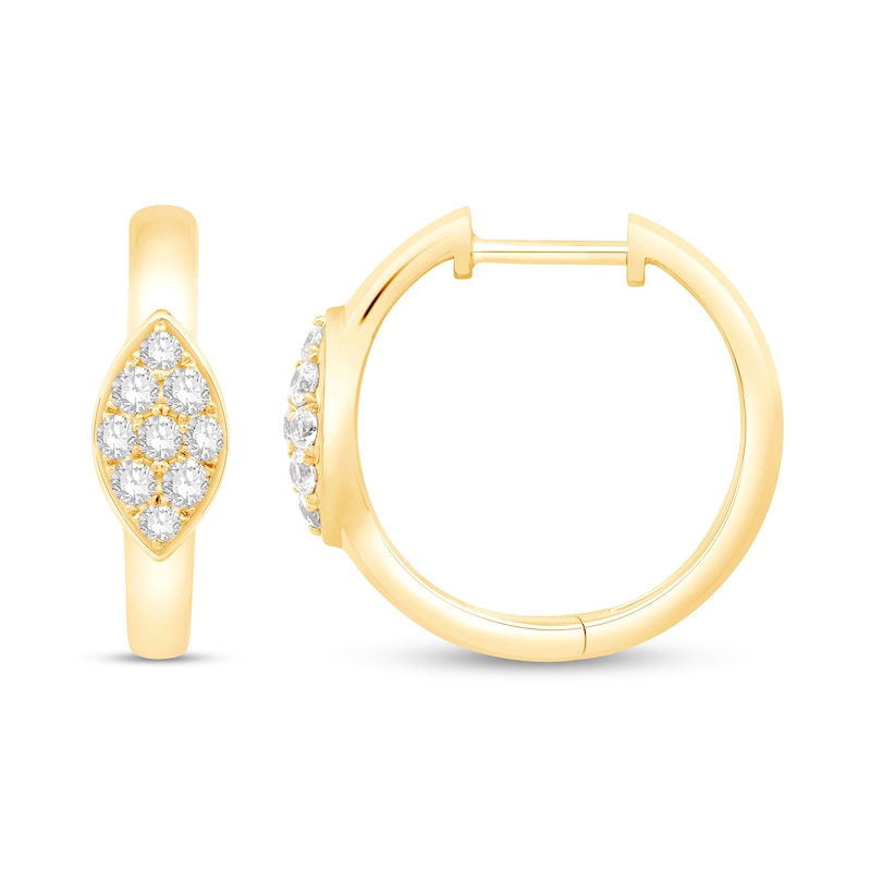 Main Image 1 of 0.30 CT. T.W. Marquise Multi-Diamond Hoop Earrings in 14K Gold