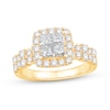 Thumbnail Image 1 of 1.45 CT. T.W. Quad Princess-Cut Diamond Cushion Frame Double Row Engagement Ring in 14K Gold