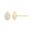 Thumbnail Image 0 of 0.23 CT. T.W. Pear-Shaped Multi-Diamond Beaded Frame Stud Earrings in 10K Gold