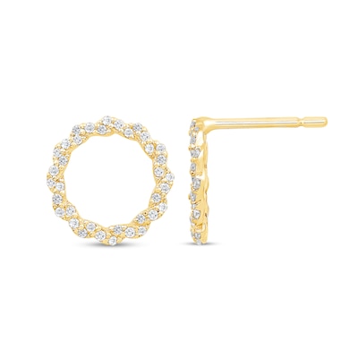 0.23 CT. T.W. Diamond Twist Circle Stud Earrings in 10K Gold