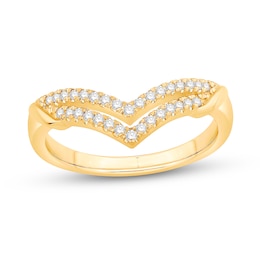 0.18 CT. T.W. Diamond Double Row Chevron Contour Anniversary Band in 14K Gold