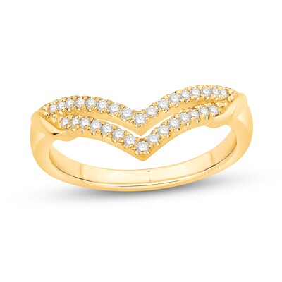 0.18 CT. T.W. Diamond Double Row Chevron Contour Anniversary Band in 14K Gold