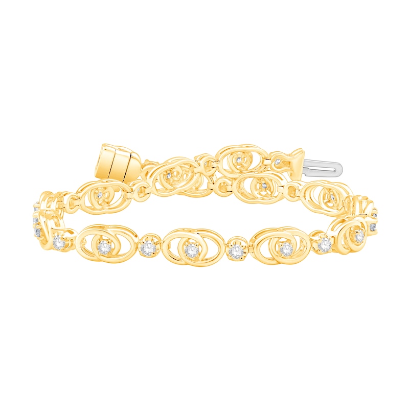 0.95 CT. T.W. Diamond Interlocking Oval Link Bracelet in 10K Gold|Peoples Jewellers