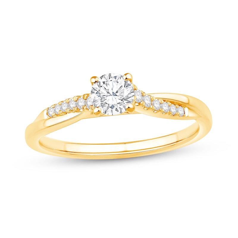 0.45 CT. T.W. Diamond Twist Shank Engagement Ring in 14K Gold|Peoples Jewellers