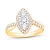 0.95 CT. T.W. Marquise Multi-Diamond Frame Twist Shank Engagement Ring in 14K Gold