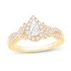 0.69 CT. T.W. Pear-Shaped Diamond Frame Twist Split Shank Engagement Ring in 14K Gold