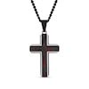 Black and Red Carbon Fibre Cross Pendant in Stainless Steel with Black Ion Plate - 24”