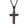 Black and Red Carbon Fibre Cross Pendant in Stainless Steel with Black Ion Plate - 24”