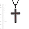 Black and Red Carbon Fibre Cross Pendant in Stainless Steel with Black Ion Plate - 24”