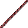 5.0mm Byzantine Link Chain Bracelet in Solid Stainless Steel with Black and Red Ion Plate - 8.75”